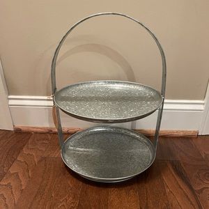 Large farmhouse style galvanized two tier tray